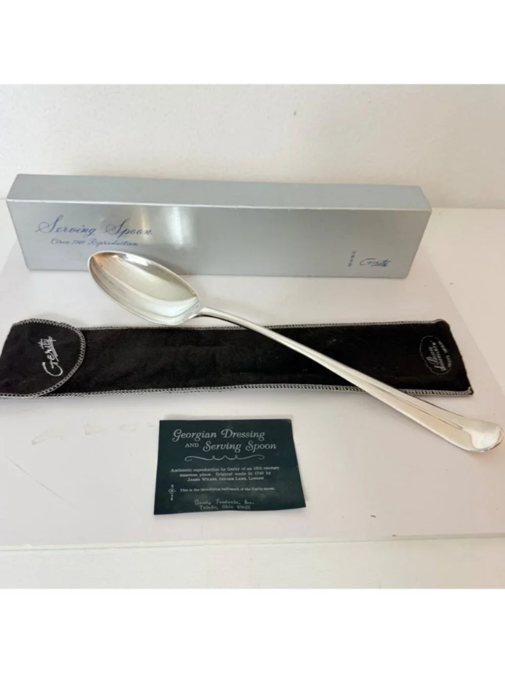 Vintage Gerity Georgian Silver Plated Serving Spoon Luxury Dining 13 Inch